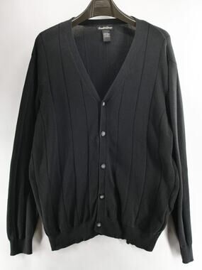 Vintage Arnold Palmer Men's XL Black Ribbed Knit Cardigan Sweater Made in Japan
